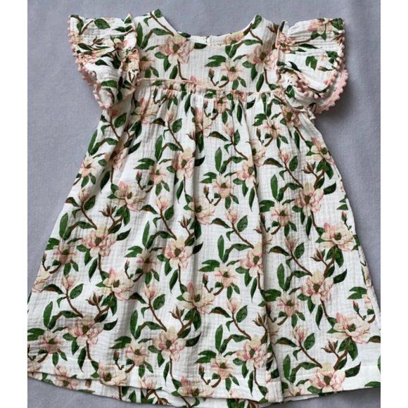 Mud Pie Magnolia Dress gauze pink flower 3T NWT - Picture 2 of 5